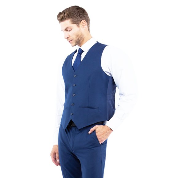 4-Way Stretch Mens Suit Set, 3-Piece Blue - Picture 2 of 7